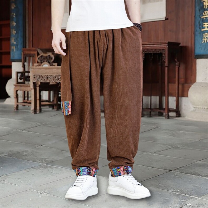 男士休闲裤灯芯绒长裤新中式灯笼裤哈伦萝卜裤XZ1512-2522裤-P50,男装休闲裤,星座1512