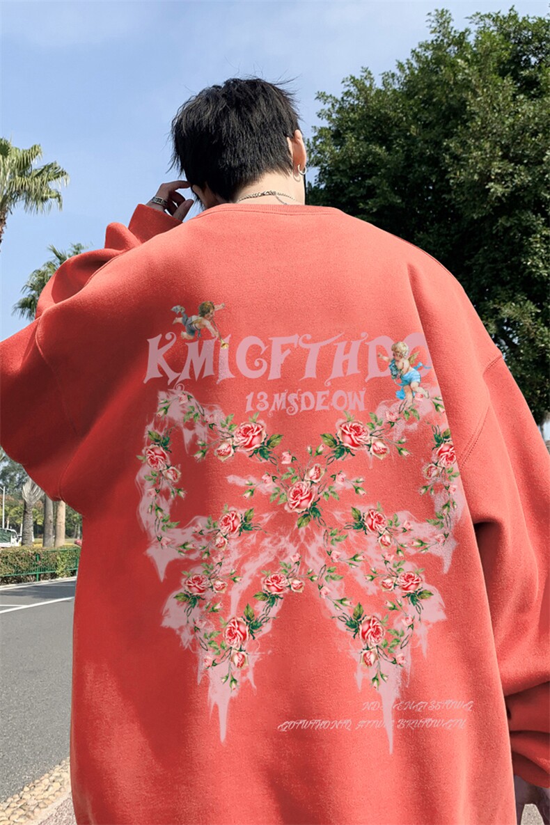 ！直播品质重磅宽松大码港风蝴蝶印花圆领卫衣WY86-特p28,男装卫衣,星座508（原C305）