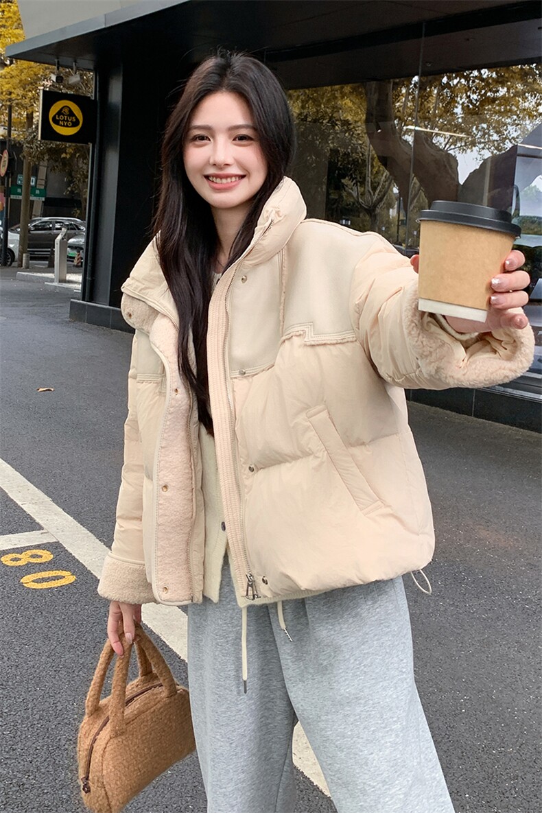 【新款现货】个性拼接羽绒服立领小个子保暖外套99036款P285K388,女装羽绒服,2C316