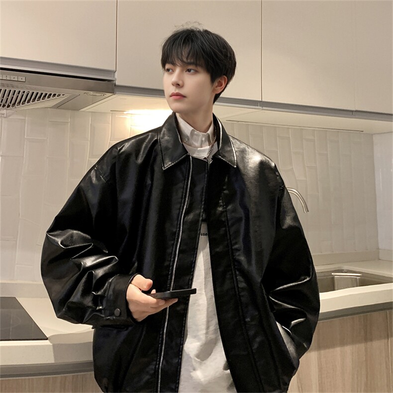 现货不缺货2025春秋季百搭宽松皮衣1209-1-JK11-P65,男装皮衣,星座1209-1