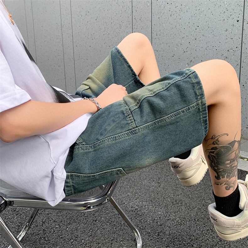 牛仔短裤男夏季高街vibe痞帅薄款美式复古潮休闲五分裤55041-p35,男装牛仔裤,星座1008