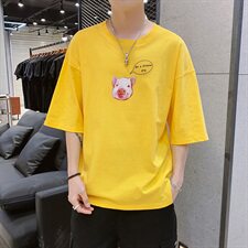 男士短袖t恤上衣服夏季新款潮流印花五分半袖打底衫恤DS372T，男装T恤，电商A102
