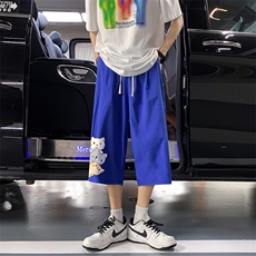 QK72164-P25冰丝七分裤男大码速干短裤男五分裤港风，男装休闲裤，电商A040