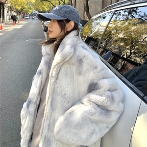 1港风情侣羊羔毛扎染大码M-5XL毛绒s棉服外套男YG7503P128控168图片