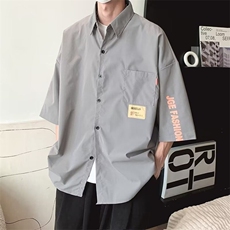 日系条纹短袖衬衫男夏季cityboy休闲百搭翻领衬衣潮牌薄款外套潮，男装衬衫，星座506B