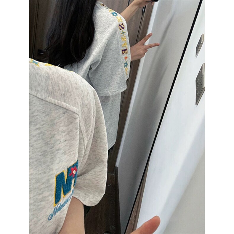 解构设计万针全刺绣工艺280克重磅高品质美式高街短袖T恤特33,男装T恤,电商A486