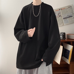 wassup happy白色长袖t恤男春秋季潮牌大码青少年宽松休闲上衣服图片