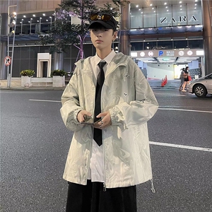 港风灯芯绒外套男生春秋季休闲百搭高级设计感潮牌宽松夹克上衣服图片