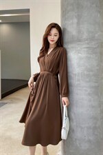 现货2021新款秋装净色连衣裙，女装连衣裙，秀水百合