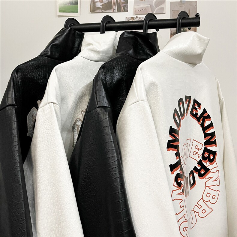 1港风平铺鳄鱼纹皮衣女大码M-5XL潮美式皮衣男JK7815P90控128，男装皮衣，星座226-2