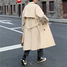 秋季ins港风潮牌双排扣中长款风衣帅气披风宽松bf大衣W1686-P63，男装风衣，星座512-4