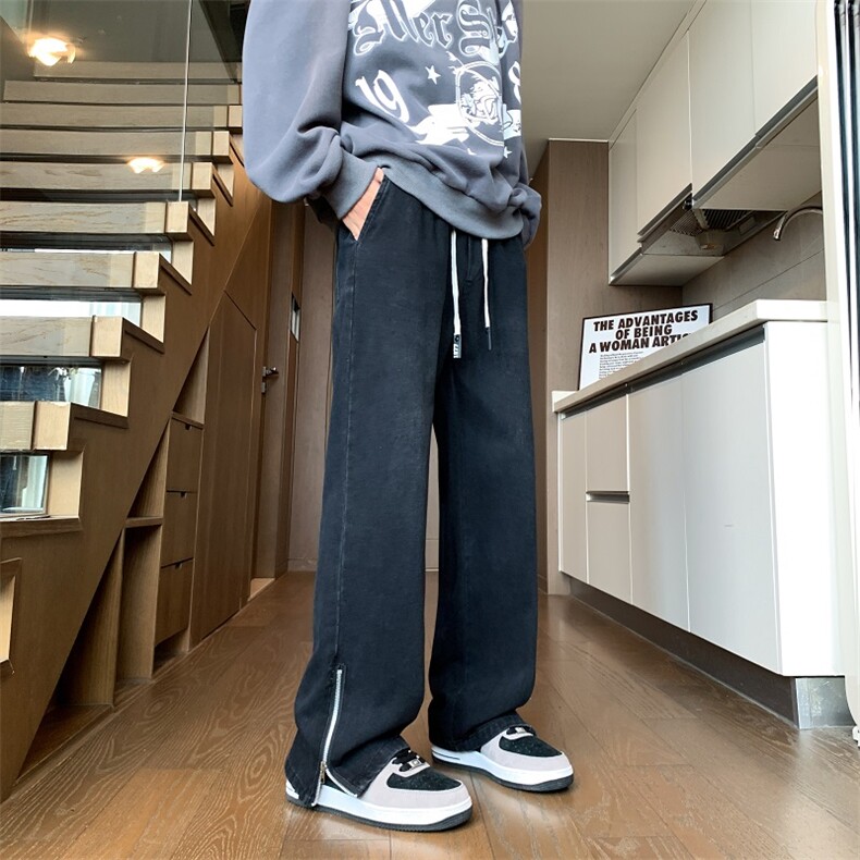 公寓风A129-K083P48秋冬水洗牛仔长裤【抖音客户可持续提供视频】,男装休闲裤,电商A129