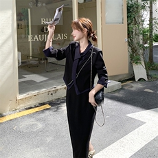 有货新品牛仔拼接领带小西装半裙套装F666-P175-K268，女装套装/套裙，2C255