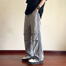 直播数据款春季新款撞色侧条纹伞兵裤宽松直筒休闲裤K501-P32，男装休闲裤，星座914-3