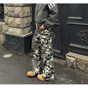 网络图 美式复古多口袋迷彩工装裤男图片