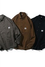 CS4005-P60秋季日系工装长袖衬衫纯棉男士大码宽松版外套M-5XL，男装衬衫，电商B280-1（原A049）