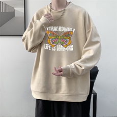 麂皮绒卫衣男大码重磅长袖t恤男JW81366-P35，男装卫衣，电商A040