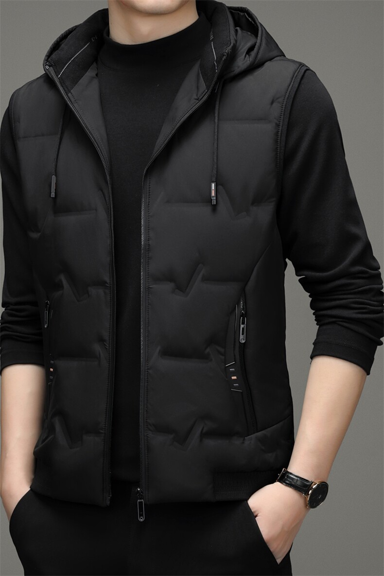 新款2023冬季商务休闲可脱卸帽羽绒服立领马甲外套男ZS22102-P190,男装背心/马甲,电商B212（原钱塘6029）