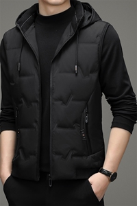 新款2023冬季商务休闲可脱卸帽羽绒服立领马甲外套男ZS22102-P190图片