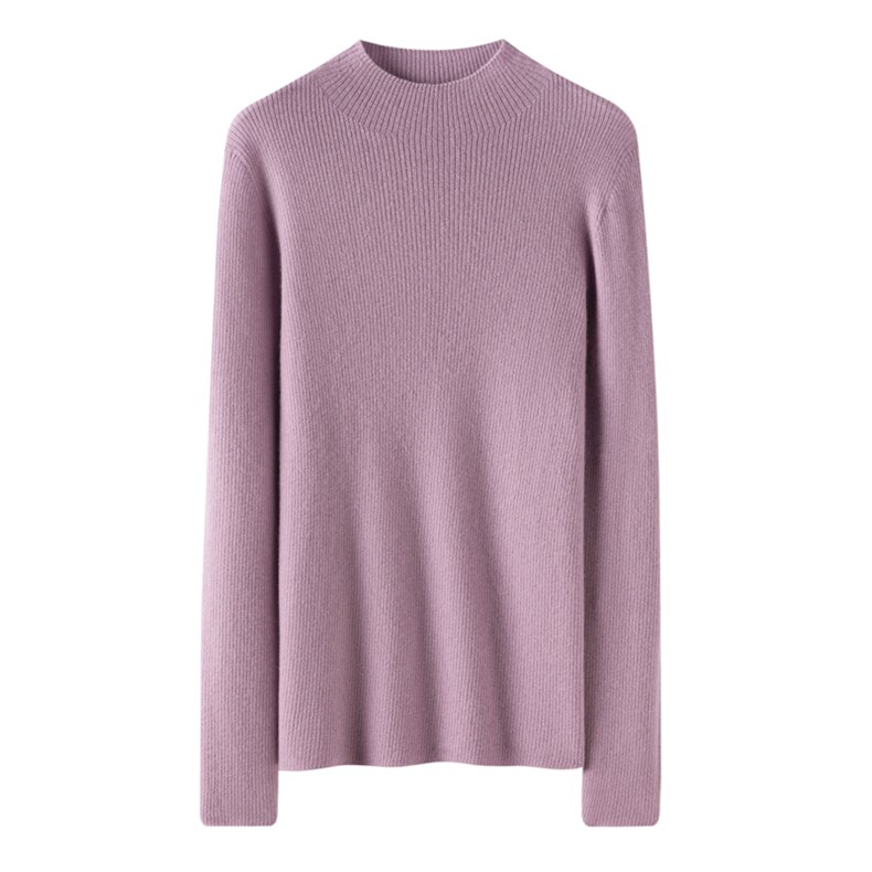 秋冬新款洋气时尚百搭显瘦女款精纺一线成衣半高领35%羊绒衫,女装羊绒衫,艾巧羊绒