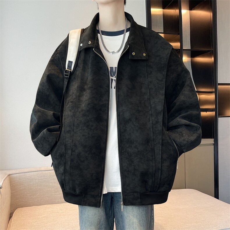 现货美式复古翻领扎染皮衣夹克外套25秋新款男jk15-p75,男装皮衣,星座1602（原101B）