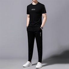 HP528夏季新款男士运动休闲套装二件套圆领刺绣男装速干百搭短袖，男装休闲套装，电商B360