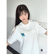 圆领花灰色刺绣短袖t恤女2025夏季新款简约字母刺绣上衣T257，男装T恤，星座1116A（原606A-3）