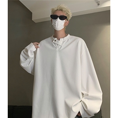 初秋新款抗皱不起球小V领T恤男长袖纯色套头上衣打底衫D362特P38，男装T恤，电商A335-1（原A458）