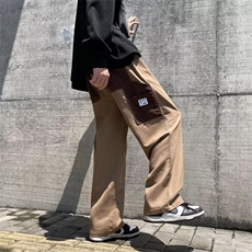 日系复古工装裤男2023新款秋季宽松直筒拼接休闲长裤K4294-P35，男装休闲裤，星座512-2