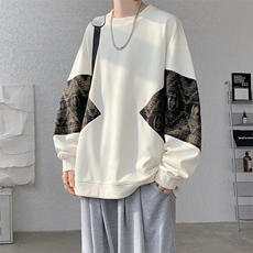 8XL-M春秋季圆领拼接撞色民族风卫衣男新款潮牌上衣服WY005P58，男装卫衣，电商B312