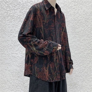 秋季烫金印花长袖衬衫外套男重工花衬衣A430-1-CS11188图片