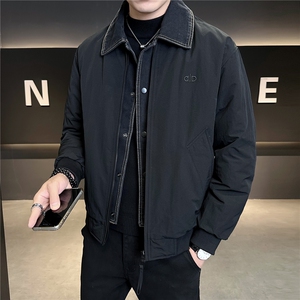 M-4XL B353 9827 P190 黑色2025牛仔假两件翻领冬季男羽绒服外套图片