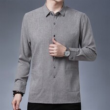 YXY133衬衫2023秋季新款长袖衬衫男印花打底衫商务休闲男装P50图片