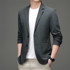 长袖翻领男士休闲西服2023秋季时尚搭配西装外套中年商务爸爸装，男装西服，电商B212（原钱塘6029）