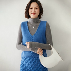 时尚优雅女士羊绒V领马甲显瘦百搭针织背心外套，女装马甲，迎冬羊绒