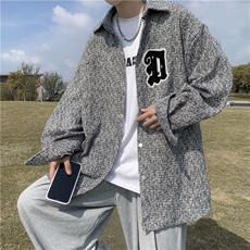 美式高街复古字母刺绣衬衫vibe潮牌宽松夹克外套男JK01372-P55，男装夹克，星座308B-1