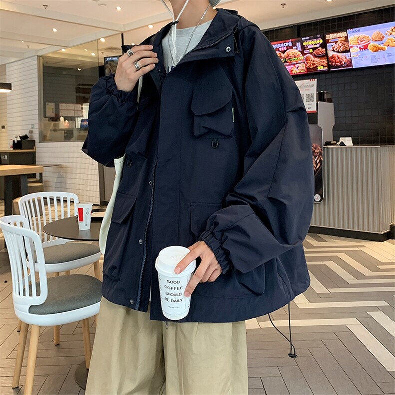秋季多口袋冲锋衣男女款防风防水连帽外套JK0588-P60,男装夹克,星座308B-1