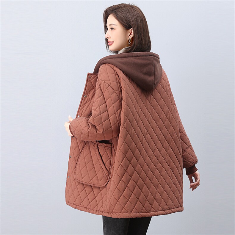 时尚保暖女款棉服冬季加绒加厚外套修身显瘦长款棉衣,女装棉衣/棉服,悦见她