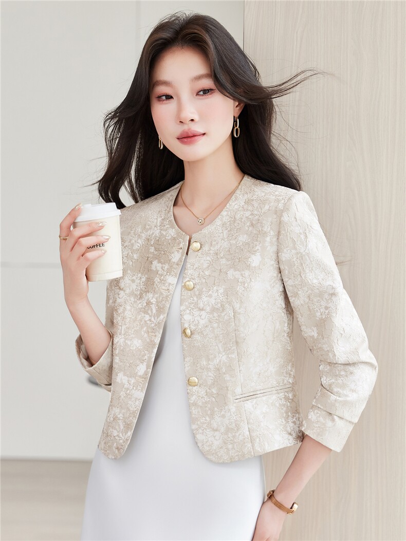 《档口现货》2026秋装上新气质提花短款小外套女,女装短外套,苗苗