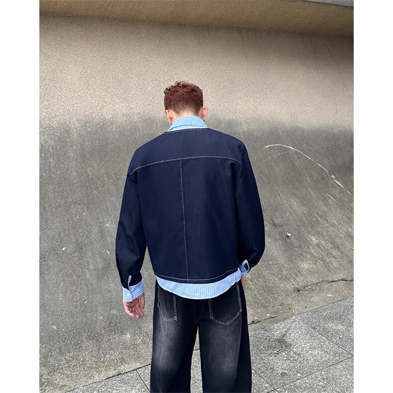 网图假两件设计衬衫领高智感垫肩外套男夹克春季JK016P138,男装夹克,星座512-1（原513-3）