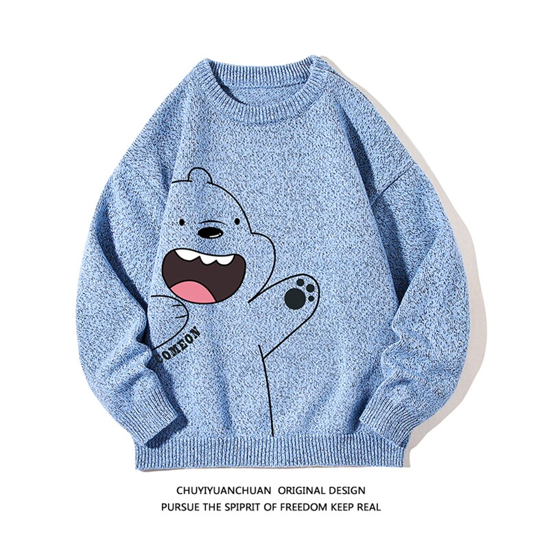 加厚加绒毛衣男大码毛线衣男针织衫M19131-P45加绒款-P65白底,男装针织衫/毛衣,电商A040A