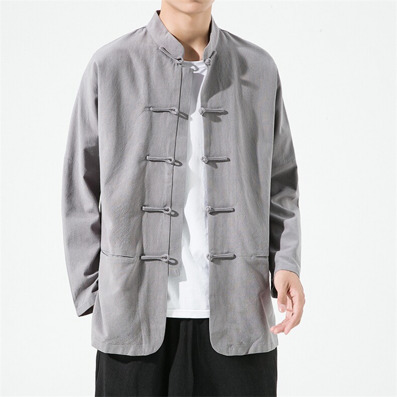 22601^风棉麻唐装外套新中式茶禅服春秋复古风衬衫居士服,男装夹克,钱塘777(原3023)