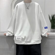 华夫格卫衣圆领卫衣男大码长袖t恤男外套HW76062-P30加绒款-P40，男装卫衣，电商A040