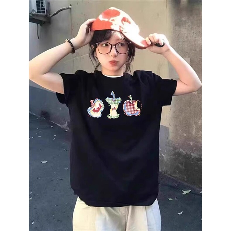 短袖女生夏季t恤新款美式夏天潮牌半袖宽松重磅纯棉上衣体恤男款图片