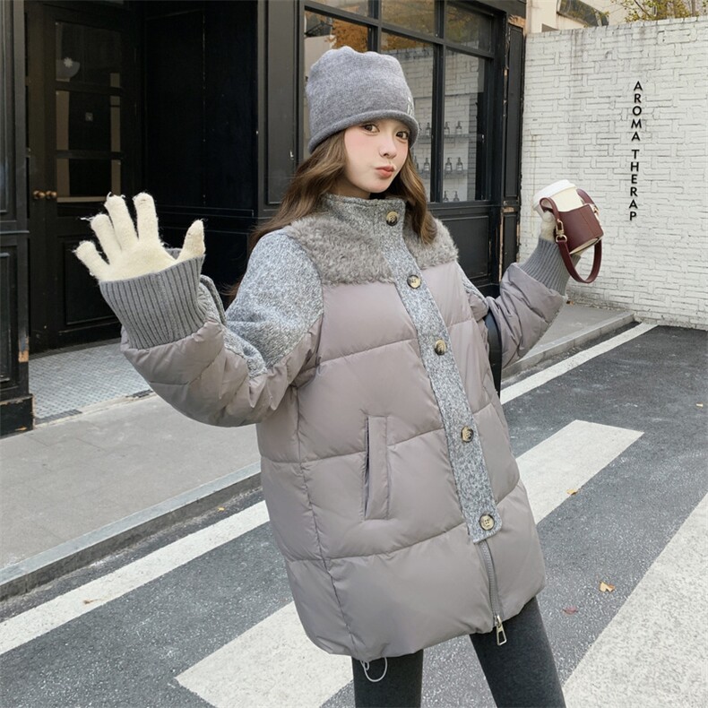 新款主推中长款皮毛拼接90绒羽绒服2681-P335-K488,女装短外套,2C129