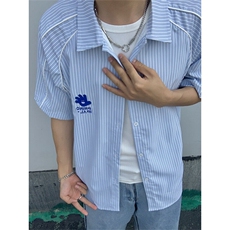 【现货】夏季新款美式潮牌条纹宽松透气翻领衬衣CY06115-TP38控58，男装衬衫，星座1004（原星座815-3）
