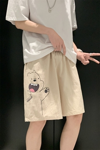 YD33131-P25 港风潮牌亚麻短裤男大码棉麻五分裤男中裤沙滩裤图片