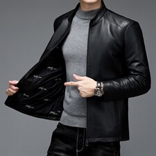 AL8151男式秋冬新款立领头层绵羊皮皮衣男夹克P1000，男装皮衣，电商B360