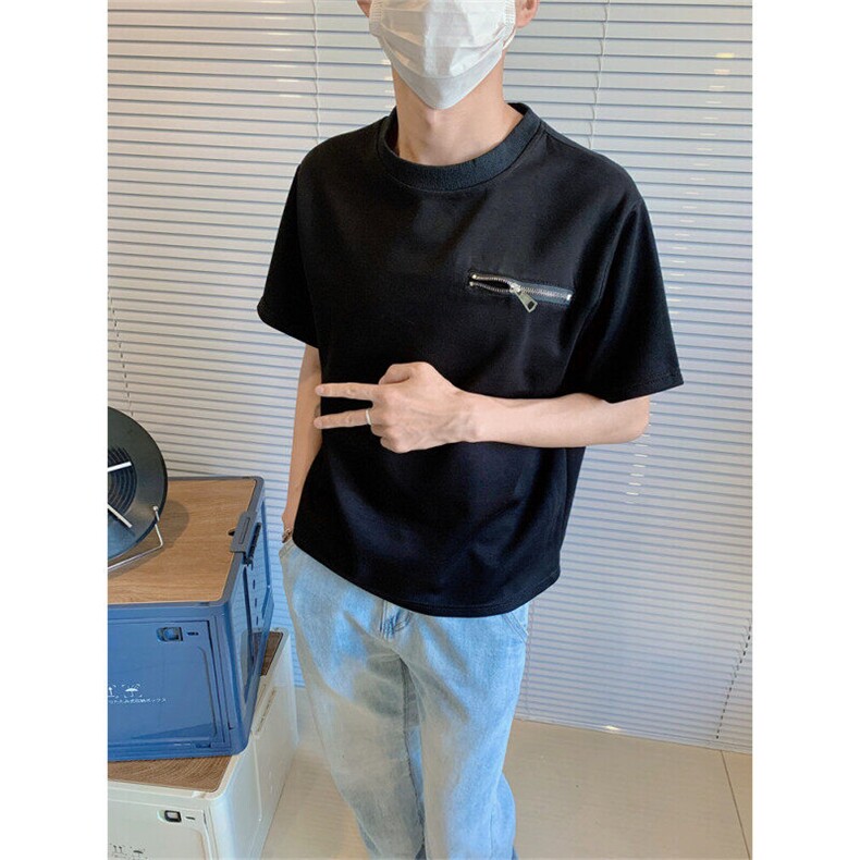 【现货自制】凉感纯色短袖T恤男夏季半拉链立领polo衫T06022TP35,男装Polo衫,星座1004（原星座815-3）