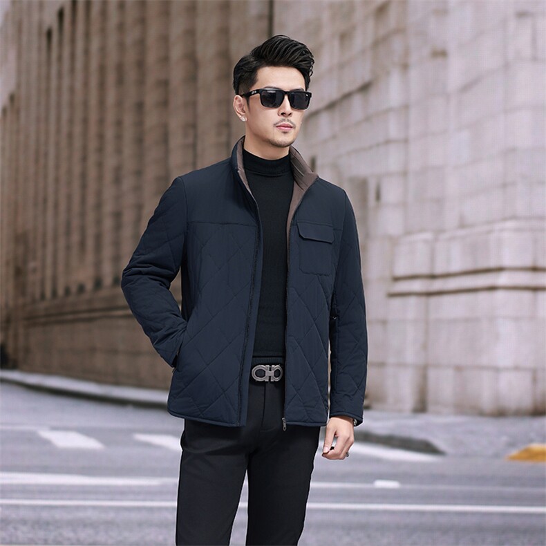 秋冬季男士羊毛填充棉服保暖商务品质外套短款棉袄休闲简约秋装图片